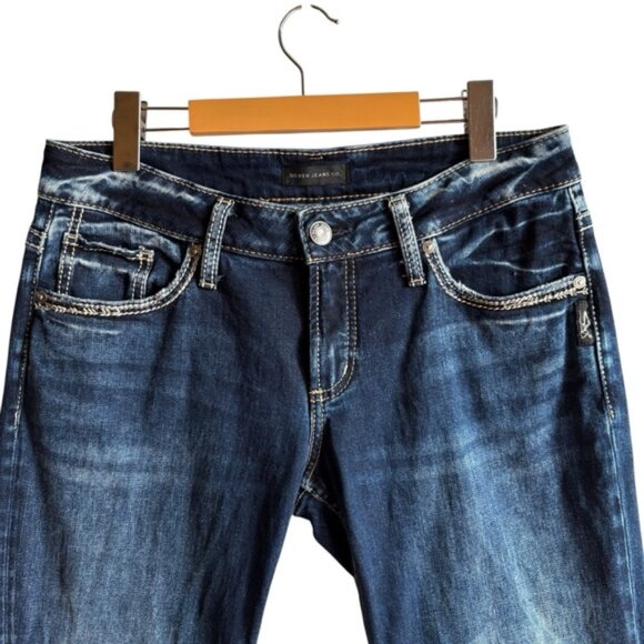 Silver Jeans Boyfriend Fit Dark Indigo 28x27 Mid Rise - Picture 3 of 13